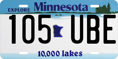 MN license plate 105UBE