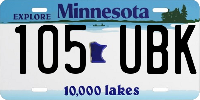 MN license plate 105UBK