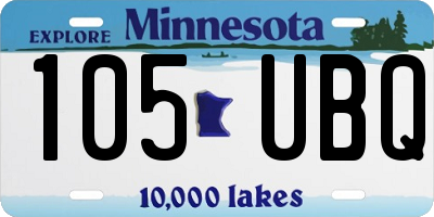 MN license plate 105UBQ