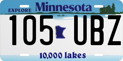 MN license plate 105UBZ