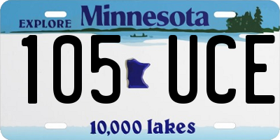 MN license plate 105UCE
