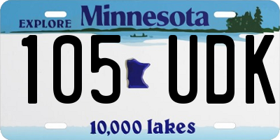 MN license plate 105UDK