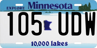 MN license plate 105UDW