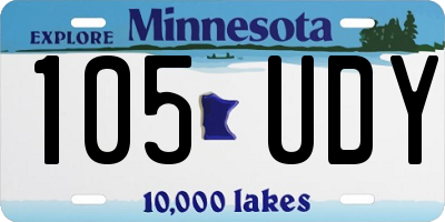 MN license plate 105UDY