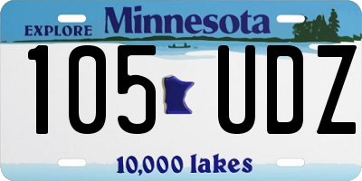 MN license plate 105UDZ