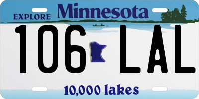 MN license plate 106LAL