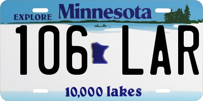 MN license plate 106LAR