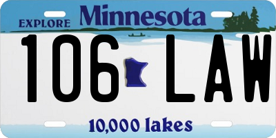 MN license plate 106LAW