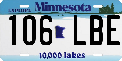 MN license plate 106LBE
