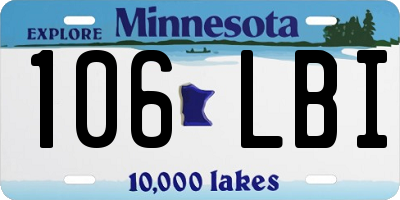 MN license plate 106LBI