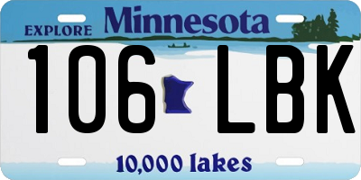 MN license plate 106LBK