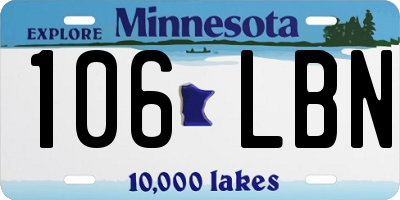 MN license plate 106LBN