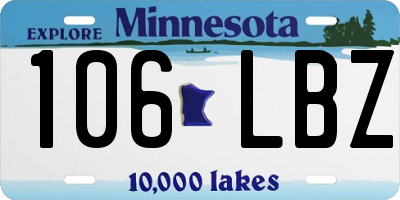 MN license plate 106LBZ
