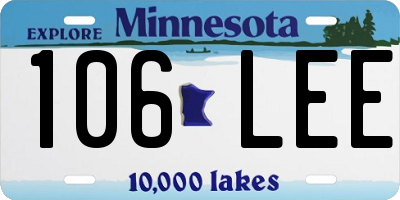 MN license plate 106LEE