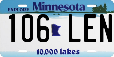 MN license plate 106LEN