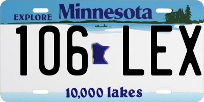 MN license plate 106LEX
