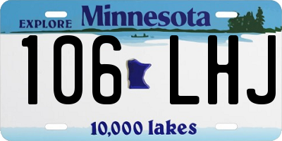 MN license plate 106LHJ