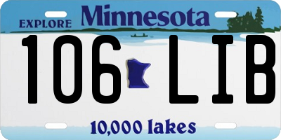 MN license plate 106LIB