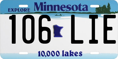 MN license plate 106LIE