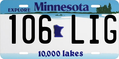 MN license plate 106LIG