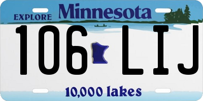 MN license plate 106LIJ