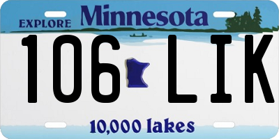 MN license plate 106LIK