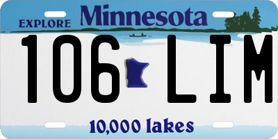 MN license plate 106LIM
