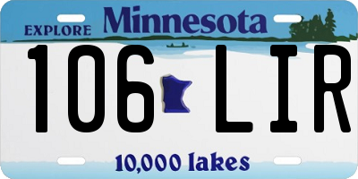 MN license plate 106LIR