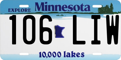MN license plate 106LIW