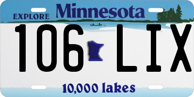 MN license plate 106LIX