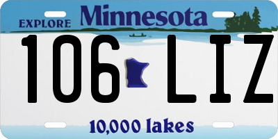 MN license plate 106LIZ