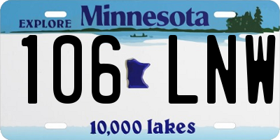 MN license plate 106LNW