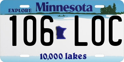 MN license plate 106LOC