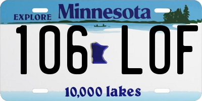 MN license plate 106LOF