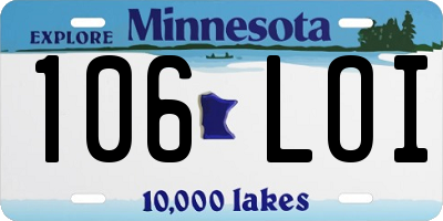MN license plate 106LOI