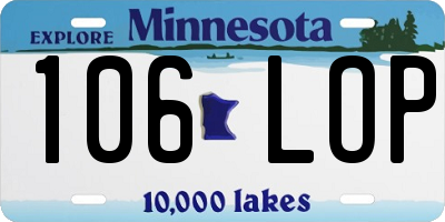 MN license plate 106LOP