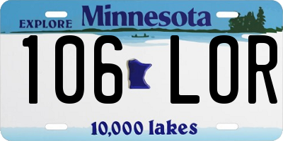 MN license plate 106LOR
