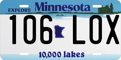 MN license plate 106LOX