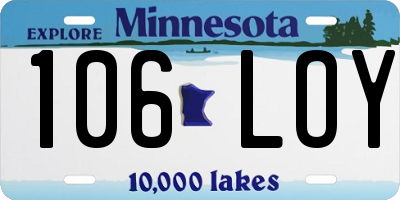 MN license plate 106LOY