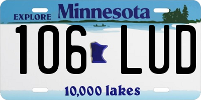 MN license plate 106LUD