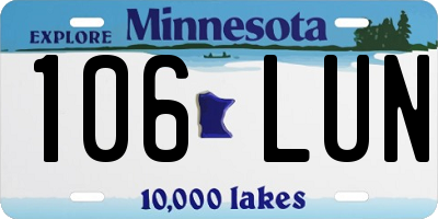MN license plate 106LUN