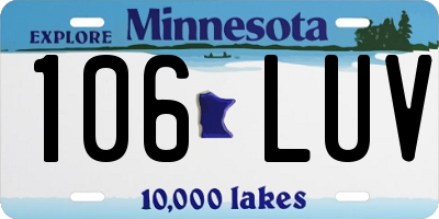 MN license plate 106LUV