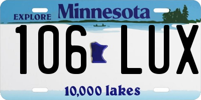 MN license plate 106LUX