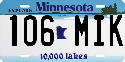 MN license plate 106MIK