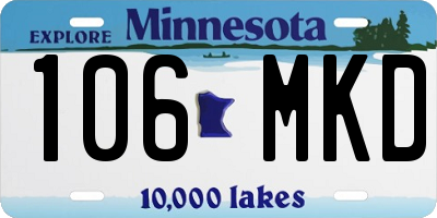 MN license plate 106MKD