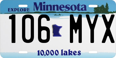 MN license plate 106MYX