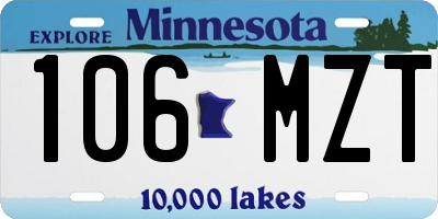 MN license plate 106MZT