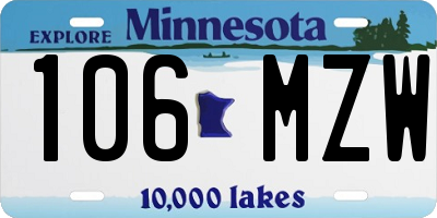 MN license plate 106MZW
