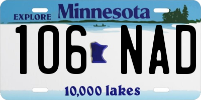 MN license plate 106NAD