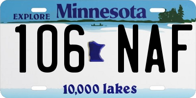 MN license plate 106NAF